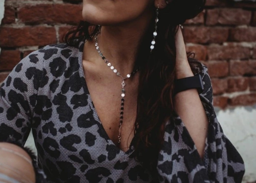 Silver Coin Lariat Necklace